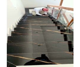 Cầu thang đá hoa cương màu đen 001 Cầu thang đá hoa cương màu đen 001