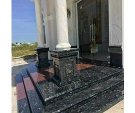 Cầu thang đá hoa cương màu đen 011 Cầu thang đá hoa cương màu đen 011